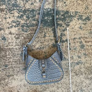 Urban Outfitters Blue Croc-Embossed Shoulder Bag